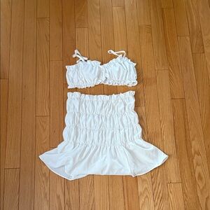 White Ruched Skirt + bralette